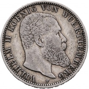 Wuerttemberg 2 Mark 1898 F Koenig WILHELM II. Patina