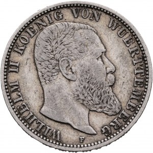 Wuerttemberg 2 Mark 1898 F Koenig WILHELM II. Patina