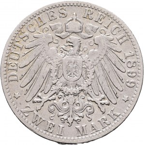 Wuerttemberg 2 Mark 1899 F König WILHELM II.