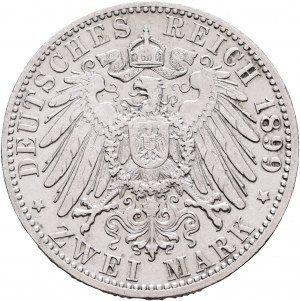 Württemberg 2 Mark 1899 F König WILHELM II.