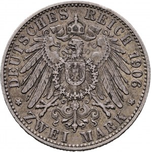 Wuerttemberg 2 Mark 1906 F König WILHELM II. Patina