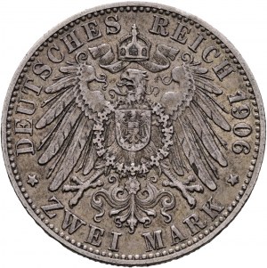 Wuerttemberg 2 marco 1906 F König WILHELM II. Patina