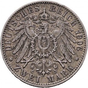 Württemberg 2 Mark 1906 F König WILHELM II. Patina