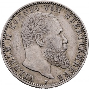 Wuerttemberg 2 Mark 1906 F König WILHELM II. Patyna