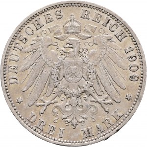 Wuerttemberg 3 marco 1909 F WILHELLM II.