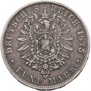 Wuerttemberg 5 Mark 1875 F König KARL I. Patyna