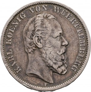 Wuerttemberg 5 Mark 1875 F König KARL I. Patyna