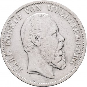 Württemberg 5 Mark 1876 F König KARL I.