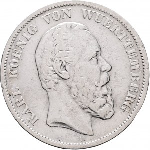 Wuerttemberg 5 Mark 1876 F König KARL I.