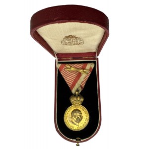 Österreich Ungarn Franz Joseph I. SIGNUM LAUDIS Kriegsband Bronze ROTHE , original etue