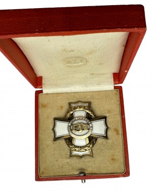 Autriche Hongrie François-Joseph Ier Croix de guerre pour le mérite civil argent doré, poinçon, étue d'origine