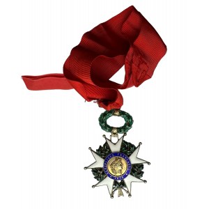 Francja Order Legii Honorowej w srebrze WIELKI OFICER, duża wstążka z krzyżem na szyję