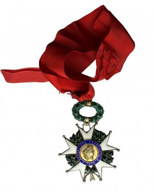 Francia Ordine della Legione d'Onore in argento GRANDE UFFICIALE, nastro da collo a croce di grandi dimensioni