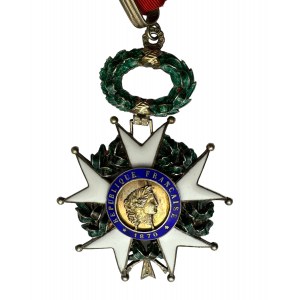 France Ordre de la Légion d'honneur en argent GRAND OFFICIER, ruban de cou à croix large