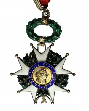 Francja Order Legii Honorowej w srebrze WIELKI OFICER, duża wstążka z krzyżem na szyję