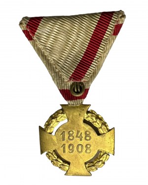 Autriche Hongrie François-Joseph Ier Croix commémorative 1848-1908 ruban du personnel militaire