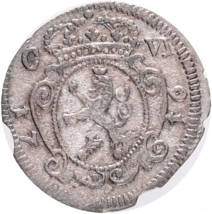 ½ Kreuzer 1716 CHARLES VI. Čechy Praha R! Jednostranný mimoriadny exemplár