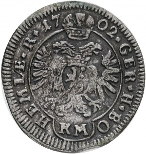 1 Kreuzer 1702 KM LEOPOLD I. Czechy Kutná Hora