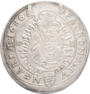 XV. Kreuzer LEOPOLD I. 1686 K.B. R! Mimoriadny exemplár