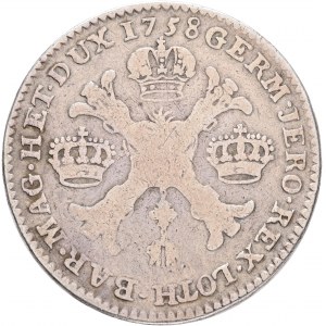 ½ Kronenthaler 1758 MARIA THERESIA Brusel Rakúske Holandsko Typ 1