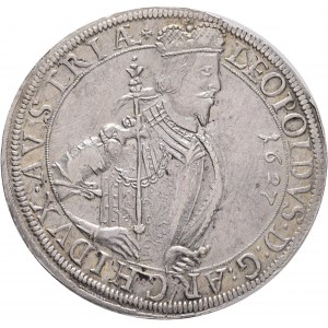 1 Thaler 1627 LEOPOLD V.Haute Alsace Portrait avec manteau Ensisheim