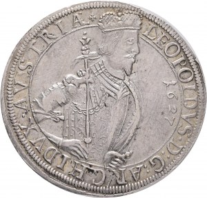 1 Thaler 1627 LEOPOLD V.Horné Alsasko Portrét s kabátom Ensisheim