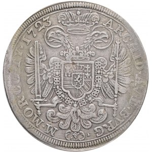 1 Thaler 1723 FS CHARLES VI. Praha Čechy R! F.Scharff