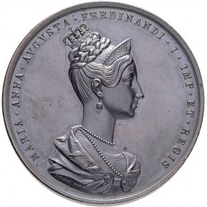 Medaglia FERDINANDO V. 1836 L'incoronazione di MARIA ANNA a Praga, ritratto di ANNA MARIA
