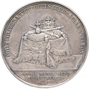 Medal 1836 Coronation of the Bohemian King in Prague, by G.Loos and L.Held old silver patina