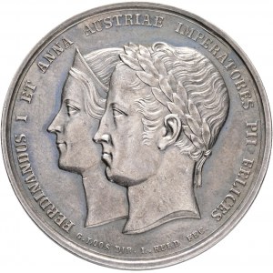 Medaila 1836 Korunovácia českého kráľa v Prahe, G.Loos a L.Held stará strieborná patina