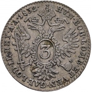 Rakúsko 3 Kreuzer 1832 A FRANCIS I. Viedeň