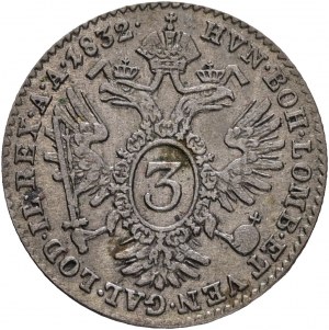 Rakúsko 3 Kreuzer 1832 A FRANCIS I. Viedeň