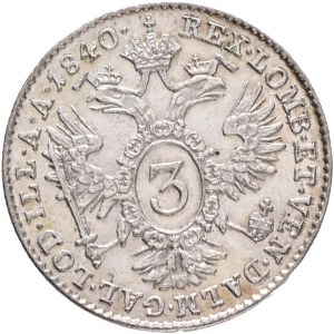 Rakúsko 3 Kreuzer 1840 A FERDINAND I. Viedeň