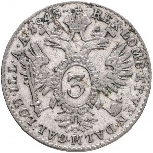 Austria 3 Kreuzer 1845 A FERDINAND I. Vienna