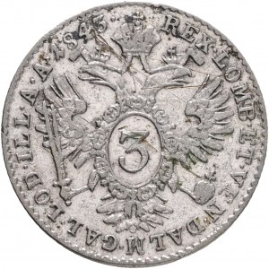 Rakúsko 3 Kreuzer 1845 A FERDINAND I. Viedeň