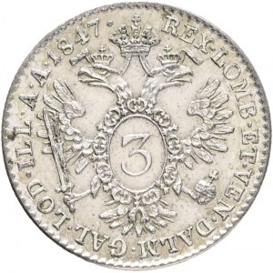 Austria 3 Kreuzer 1847 A FERDINAND I. Wiedeń