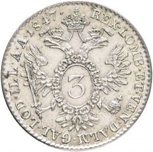 Rakúsko 3 Kreuzer 1847 A FERDINAND I. Viedeň