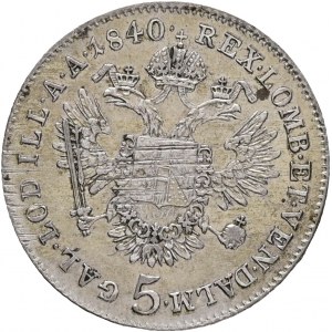 Rakúsko 5 Kreuzer 1840 C FERDINAND I. Praha len.