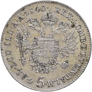 Rakúsko 5 Kreuzer 1840 C FERDINAND I. Praha len.