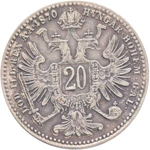 Austria 20 Kreuzer 1870 FRANZ JOSEPH I.