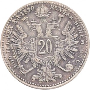 Rakúsko 20 Kreuzer 1870 FRANZ JOSEPH I.