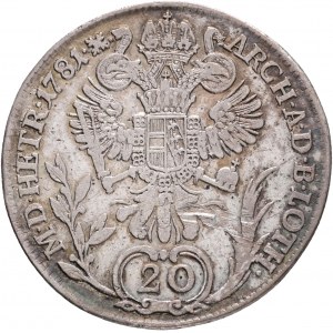 Austria 20 Kreuzer 1781 B JOSEPH II. z lwem, zadrapania