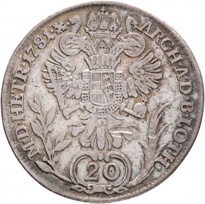 Austria 20 Kreuzer 1781 B JOSEPH II. z lwem, zadrapania
