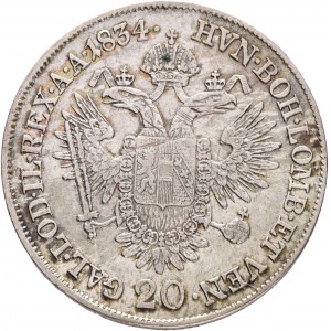 Rakúsko 20 Kreuzer 1834 E FRANCIS I. Karlsburg