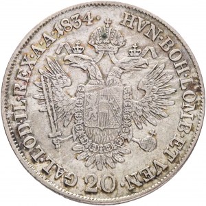 Rakúsko 20 Kreuzer 1834 E FRANCIS I. Karlsburg