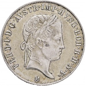Rakúsko 20 Kreuzer 1843 M FERDINAND I. Miláno defekt planšety
