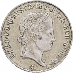 Autriche 20 Kreuzer 1843 M FERDINAND I. Défaut du planchet de Milano