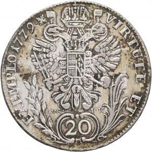Rakúsko 20 Kreuzer EVS-IK 1779 C JOSEPH II. Patina
