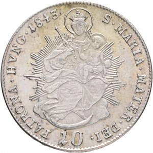 Maďarsko 10 Kreuzer 1843 B FERDINAND V. Svätá Mária
