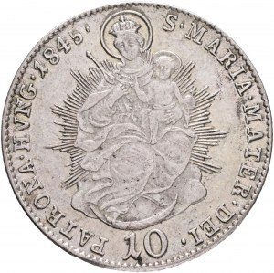 Maďarsko 10 Kreuzer 1845 B FERDINAND V. Svätá Mária